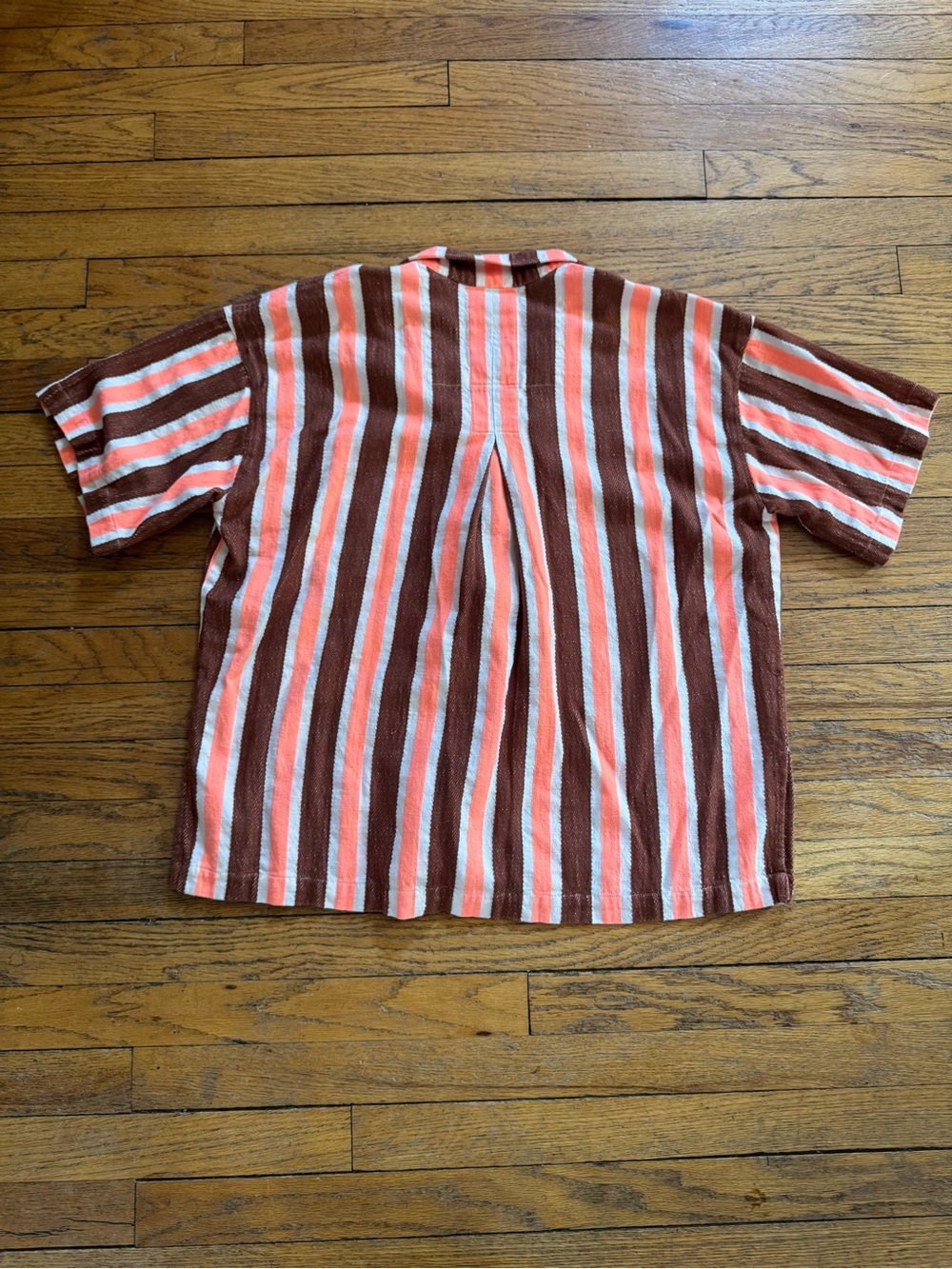 Ace & Jig Striped Button-Down Shirt in Red, Brown & White - Picture 4 of 4